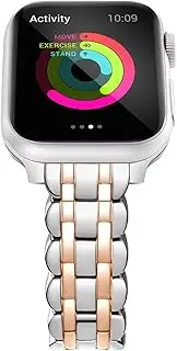 Watch Band for Apple Watch Women Bands 38mm 40mm 41mm 42mm 44mm 45mm 49mm, Metal Thin Stainless Steel Dressy iWatch Band Adjustable Strap for Series Ultra 8 7 6 5 4 3 2 SE 1