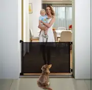 Retractable Baby Gate Mesh Baby Gate or Mesh Dog Gate 33" Tall Extends up to 55"