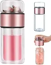Glass Tea Infuser Bottle,Tea Cup with Infuser,Infusifie Tea Infuser,Joufsonan Infusible Tea Maker,Double-Wall Glass Tea Infuser,Infuser Water Bottle,Tea Tumbler with Infuser,Loose Leaf Tea Steeper