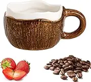 HZIYOU Coconut Cups, Ceramic Coffee Cup Ceramic Mug for Men, Women, Unique Mugs with Handle for Coffee, Milk, Cocoa, Kiln Altered Glaze Craft