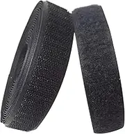 Black Colour 1 inches Width (25mm) 5 Yards Sew on Hook + Loop Loop Sew