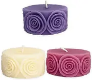 Apexor 3 Round Flower Scented Candles – Handcrafted 4-Hour Burn Time for Each– Decorative Candle for Stress Relief, Relaxation, Gift & Birthdays