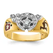 14k Two-tone Gold Men's Polished Masonic Shriner's Ring Mounting