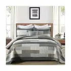 Plaid Quilts King Size - 3 Pieces Gray Brown Patchwork King Quilt Set with Ma...