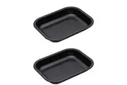 2x Mastercraft Pro Vitreous 27x21cm Enamel Roasting Pan Kitchen Baking Tray BLK