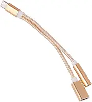 FUNNETOYU Type C Earphone Adapter Charging Converter Golden Durable Headphone Adapter for Simultaneous Music Listening and Charging Compatible with C Devices