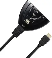 4K HDMI Switch, Gold Plated 3-Port Splitter with High-Speed Pigtail Cable | Supports 4K/Full HD 1080p/3D Video | Manual HDMI Switcher for Multiple Devices -for Home Theater Systems