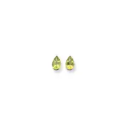 14k White Gold 9x6mm Pear Peridot Checker Earrings