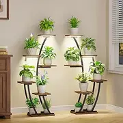 [BACEKOLL] Plant Stand Indoor with Grow Lights, Plant Shelf Indoor 2 Pack, Corner Plant Stands for Indoor Plants, 6 Tiered Plant Flower Display Shelf, Half-Moon Plant Rack for Home, Living Room, Black