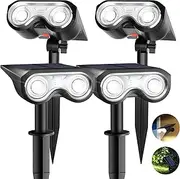 HMDecor Solar Spot Lights Outdoor, IP67 Waterproof 4 Pack 3 Lighting Modes Landscape Spotlights for Yard Garden Yard Pool Fence House Garage Pathway