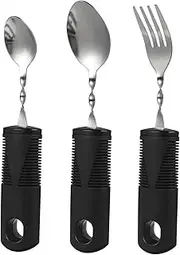 Cabilock 3Pcs Portable Bendable Cutlery for Elderly and Disabled Adaptive Forks Spoons with Textured Handle for Enhanced Grip and Control