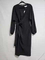Pasduchas Ace Drape Midi Black Dress Size 10 NWT RRP $340 (4309)