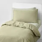 Sheridan Bayley Washed Percale Quilt Cover Set in Soft Fern Size: Queen Material: Cotton @Sheridan Rewards