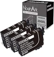[NoahArk] 3 Packs 200XL Remanufactured Ink Cartridge Replacement for Epson 200 XL T200XL use for Expression Home XP-200 XP-300 XP-310 XP-400 XP-410 Workforce WF-2520 WF-2530 WF-2540 Printer (3 Black)
