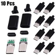 10pcs USB3.1Type C Male Plug PCB Board Welding Line With Black Shell New