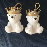 2 Bath & Body Works JEWELED CROWN POLAR BEAR Hand Sanitation Pocket Holder New