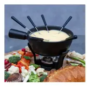 Large Cheese Fondue Set, 2.2 Liters, Black