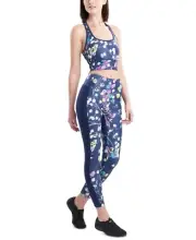 MSRP $48 Josie Natori Printed Cropped Top Multi-Blue Size Small