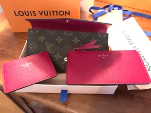 LV 正品女用皮夾含卡片夾與零錢包三用