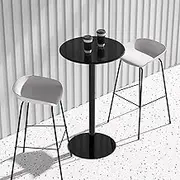 Round Office Table Indoor-Outdoor Bar Height Table Bistro Pub Table for Living Room Dining Room Pub Counter Black Kitchen Work Table Negotiation Side Table(40x62cm)