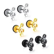 Treble Clef Earrings In Stainless Stee