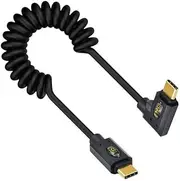 Duttek USB C to USB C Coiled Cable for Thunderbolt 3, Right Angled USB Type c Male to Male Spiral Cable Support 40Gbps Data Transfer, 8K@60Hz Video and 240W PD Fast Charging Cable (1.2M)