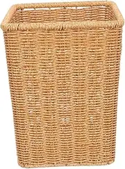 OFFSCH Crevice Trash Can Storage Basket Rattan Garbage Bin Round Basket with Lid Dog Toy Basket Miniture Decoration Basket Wicker Square Trash Can Seagrass Wastebasket Khaki Plastic