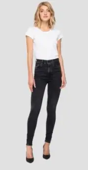 REPLAY SKINNY HIGH WAIST FIT HYPERFLEX BIO NEW LUZ JEANS 24 (XS) BRAND NEW