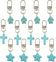 Mini Turtle/Cross/Starfish Pendant Keyring,Stylish Sea Turtle Figurine Keychain, Versatile Backpack Accessory for Daily Use(12PCS)