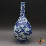 清乾隆青花瓷器 手繪龍紋膽瓶花瓶 古玩古董陶瓷器仿古老貨收藏