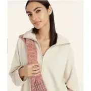 J Crew University Terry Long Half Zip Tunic Sweatshirt Womens Small Beige