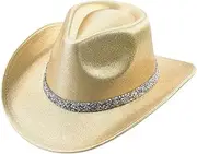 YFVFAGDMKV Wide Brimmed Sun hat Fedora Hat for Women Girls Western Style Cowgirl Hat Festival Party Wedding Party Jazz Hats(8)