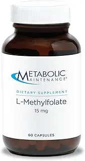 Metabolic Maintenance L-Methylfolate 15mg - High Dose Active Folate (L-5-MTHF) + Glycine Supplement - B Vitamin for Mood, Nerve, Methylation + Cardiovascular Support (60 Capsules)