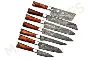 7 PCS HANDMADE DAMASCUS STEEL CHEF KNIFE SET KITCHEN KNIVES CHEF SET full tang