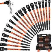 [HORUSDY] 18-Piece Magnetic Nut Driver Impact Set, Extra Long Hex Nut Setter - SAE & Metric, 1/4-Inch Quick-Change