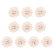 10Pcs 2.8" Chiffon Flowers Fabric Flower Sewing Fabric Appliques Khaki