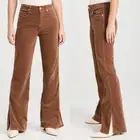 AMO Liz Split Flare High Rise Velvet Pant Rust Brown Size 32 Western Boho