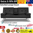 Artiss Sofa Bed Lounge Futon Couch 3 Seater Leather Cup Holder Recliner Black AU