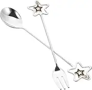 Ciieeo 1 Set Star Shaped Fork and Spoon Set Elegant Decorative Tableware for Parties and Events and Safe Dessert Utensils