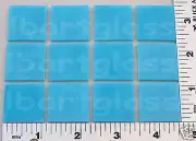 12 PIECES LIGHT CYAN 1" x 1" x THIN BULLSEYE FUSIBLE GLASS 90 COE