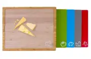 Bamboo Chopping Board with Inserts Clevinger Wood Cutting Board 6 in 1 set cover