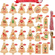 100pcs Merry Christmas Tags Xmas Tree Hanging Decor Tag Xmas Tree Decoration