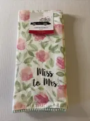 CYNTHIA ROWLEY KITCHEN TOWELS (2) FLOWERS “Miss To Mrs” 100% COTTON NWT