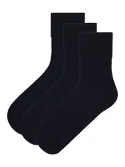 Kids Underworks 3Pack Turnover Socks 9-12 NAVY (PLAIN)