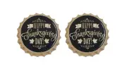 Beer Bottle Caps - Happy Thanksgiving- 1 Pair