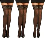 [Dreamgirl] 3-Pack Sheer Lace Top Thigh High Stockings