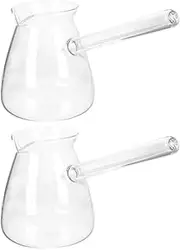 Turkish Coffee Glass Teapot 2pcs Teapot Side Handle Glass Small Milk Kettle Boiling Tea Maker Turkish Coffee Glass Teapot