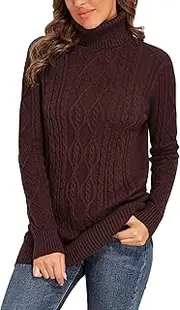[PrettyGuide] Women's Long Sweaters Turtleneck Plus Size Cozy Cable Knit Tunic Sweater Tops