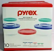 Pyrex Simply Store 10 pc Glass Storage Set 2 x 4 cup 1 x 2 cup 2 x 1 cup & 5 Lid