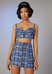 [Poster Grl] Got A Clue Plaid Skirt Set